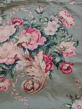Vintage Scarf Floral Bouquet Print Mint and Pink
